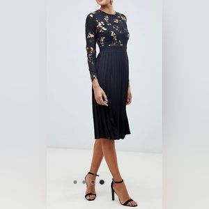 Black and Gold Sheer Top Little Mistress Dress